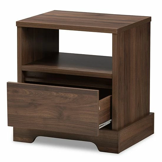 Baxton Studio Modern Walnut 1-Drawer Nightstand 2 Baxton Studio Modern Walnut 1-Drawer Nightstand - Image 2