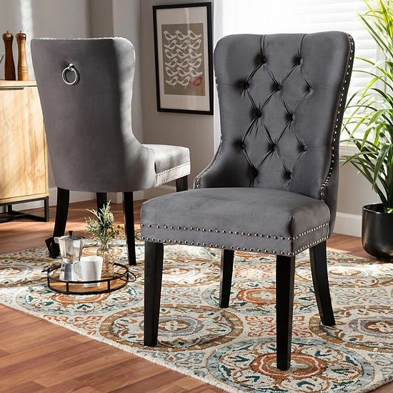 Baxton Studio Remy Dining Chair 2-Piece Set Gray Espresso 2 Baxton Studio Remy Dining Chair 2-Piece Set Gray Espresso - Image 2