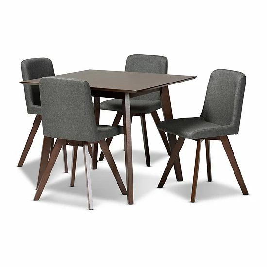 Baxton Studio Pernille Dining Table & Chair 5-piece Set Black Walnut Baxton Studio Pernille Dining Table & Chair 5-piece Set Black Walnut -Baxton Studio Sales unnamed file 2849