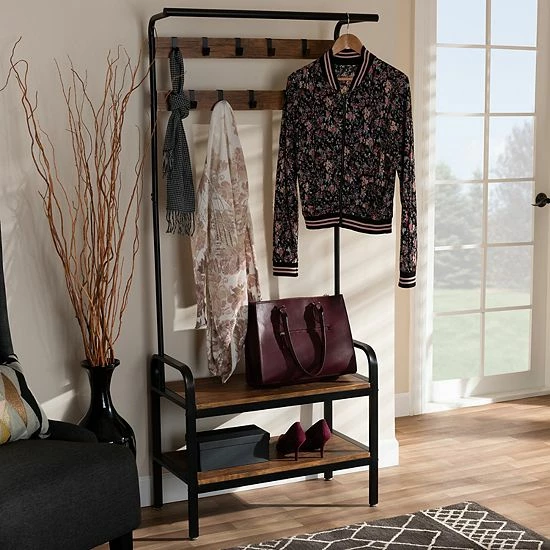 Baxton Studio Aislin Coat Rack Shelving Unit 2 Baxton Studio Aislin Coat Rack Shelving Unit - Image 2