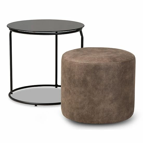 Baxton Studio Kira Ottoman & Table 2-Piece Set Baxton Studio Kira Ottoman & Table 2-Piece Set -Baxton Studio Sales unnamed file 2892