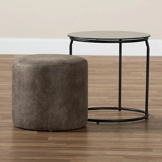 Baxton Studio Kira Ottoman & Table 2-Piece Set Baxton Studio Kira Ottoman & Table 2-Piece Set -Baxton Studio Sales unnamed file 2894