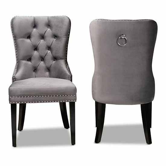 Baxton Studio Remy Dining Chair 2-Piece Set Gray Espresso 3 Baxton Studio Remy Dining Chair 2-Piece Set Gray Espresso - Image 3