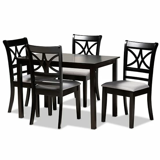 Baxton Studio Clarke Dining Table 5-piece Set Gray Espresso 1 Baxton Studio Clarke Dining Table 5-piece Set Gray Espresso