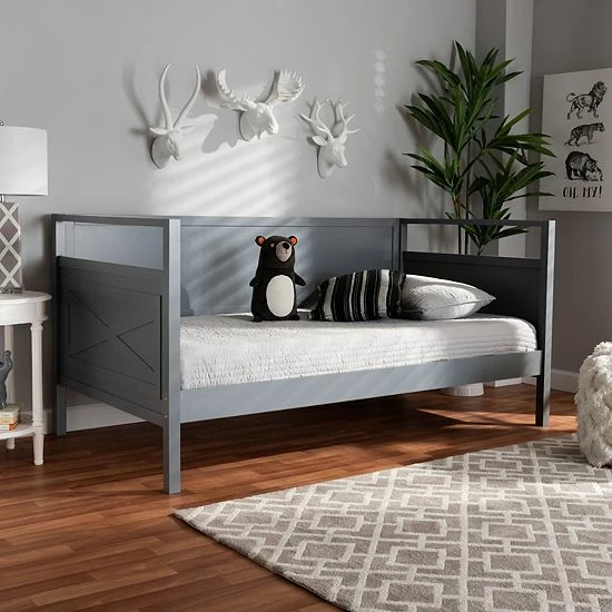Baxton Studio Cintia Twin Daybed Gray 2 Baxton Studio Cintia Twin Daybed Gray - Image 2