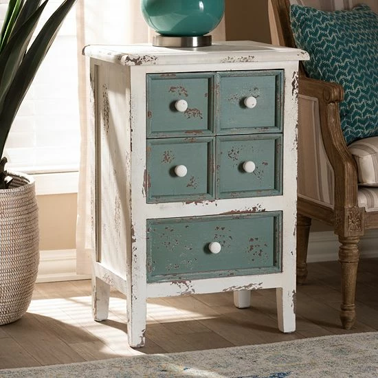 Baxton Studio Angeline Blue Storage Cabinet 2 Baxton Studio Angeline Blue Storage Cabinet - Image 2