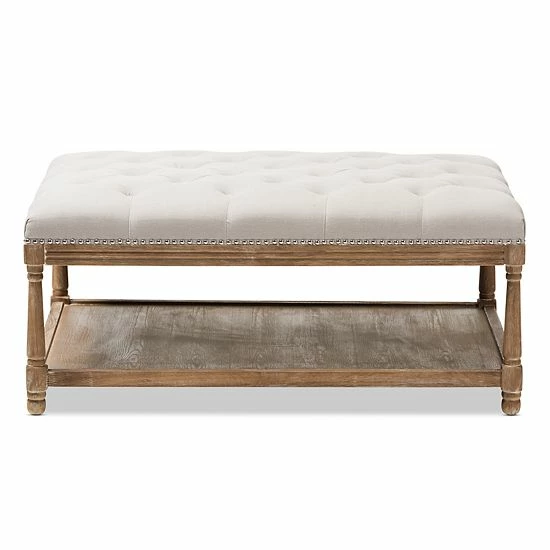 Baxton Studio Carlotta Rectangular Rustic Ottoman Coffee Table 2 Baxton Studio Carlotta Rectangular Rustic Ottoman Coffee Table - Image 2
