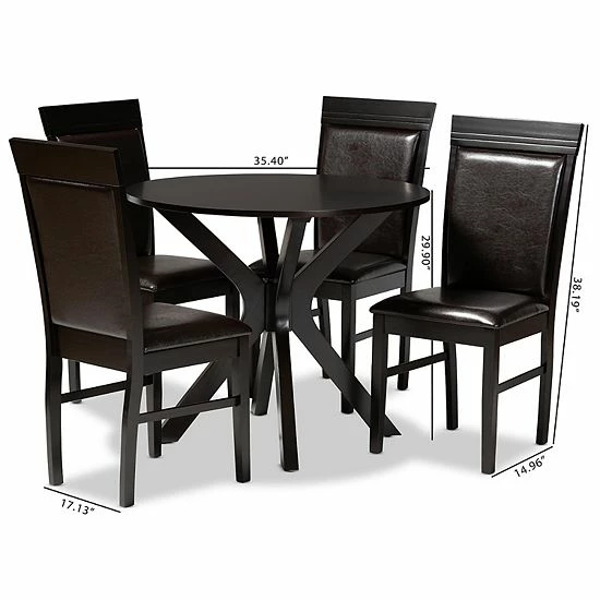 Baxton Studio Jeane Dining Table & Chair 5-piece Set 8 Baxton Studio Jeane Dining Table & Chair 5-piece Set - Image 8