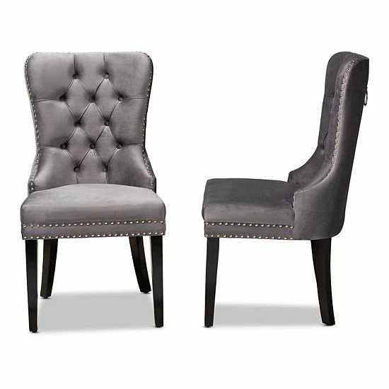 Baxton Studio Remy Dining Chair 2-Piece Set Gray Espresso 4 Baxton Studio Remy Dining Chair 2-Piece Set Gray Espresso - Image 4