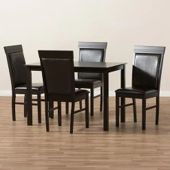 Baxton Studio Modern Espresso Chair & Table Dining 5-piece Set