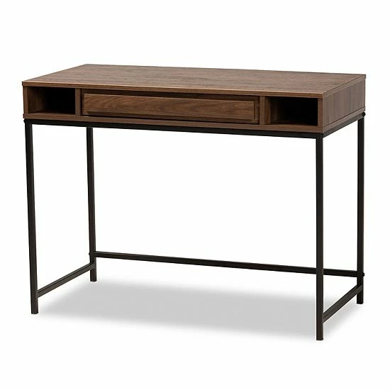 Baxton Studio Cargan Desk Walnut Black 7 Baxton Studio Cargan Desk Walnut Black - Image 7
