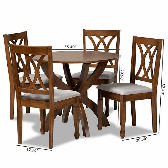 Baxton Studio April Dining Table & Chair 5-piece Set 8 Baxton Studio April Dining Table & Chair 5-piece Set - Image 8