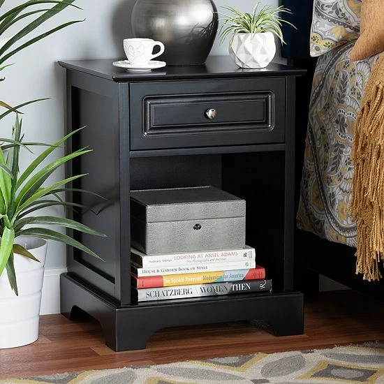 Baxton Studio Chase Nightstand Table Black 2 Baxton Studio Chase Nightstand Table Black - Image 2
