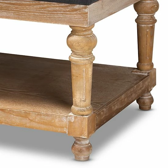 Baxton Studio Linda Bench Gray Graywashed 6 Baxton Studio Linda Bench Gray Graywashed - Image 6