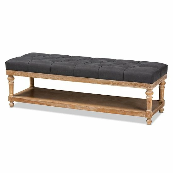 Baxton Studio Linda Bench Gray Graywashed 8 Baxton Studio Linda Bench Gray Graywashed - Image 8