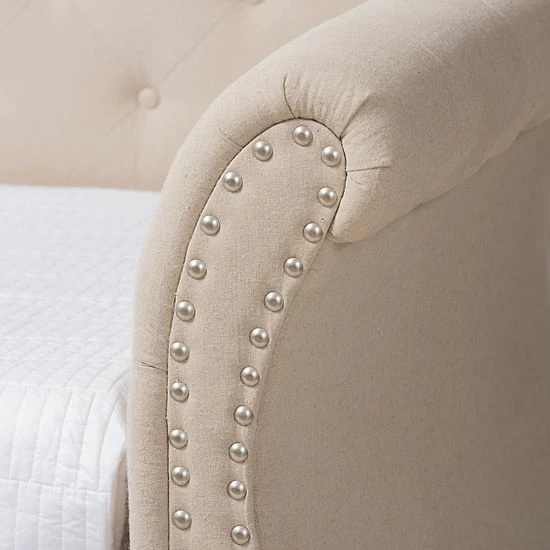 Baxton Studio Cherine Grey Twin Daybed Beige Khaki 3 Baxton Studio Cherine Grey Twin Daybed Beige Khaki - Image 3