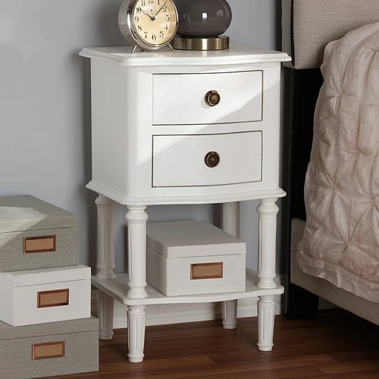 Baxton Studio Audrey White Nightstand 2 Baxton Studio Audrey White Nightstand - Image 2