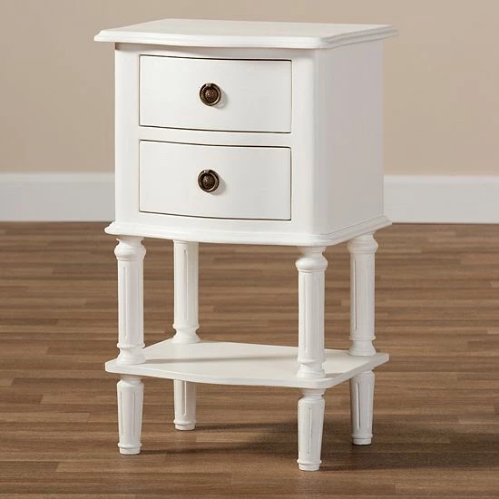 Baxton Studio Audrey White Nightstand 9 Baxton Studio Audrey White Nightstand - Image 9