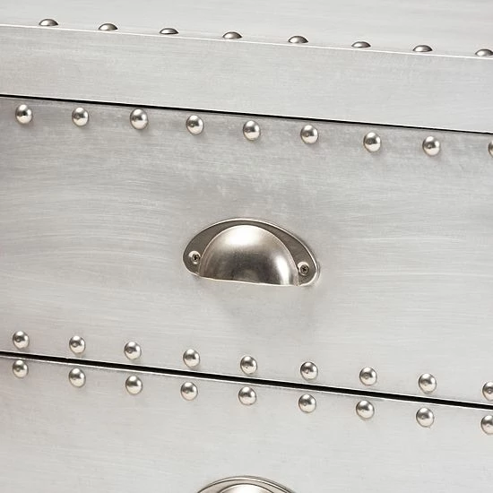 Baxton Studio Claude Silver 3-Drawer Nightstand 7 Baxton Studio Claude Silver 3-Drawer Nightstand - Image 7