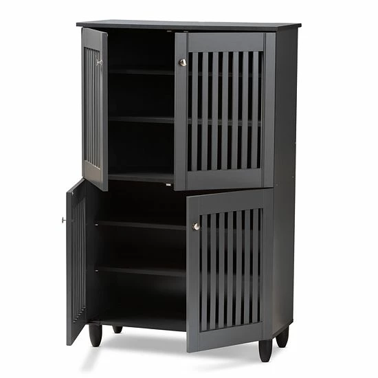 Baxton Studio Fernanda Charcoal Shoe Cabinet 1 Baxton Studio Fernanda Charcoal Shoe Cabinet