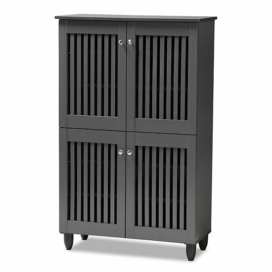 Baxton Studio Fernanda Charcoal Shoe Cabinet 3 Baxton Studio Fernanda Charcoal Shoe Cabinet - Image 3