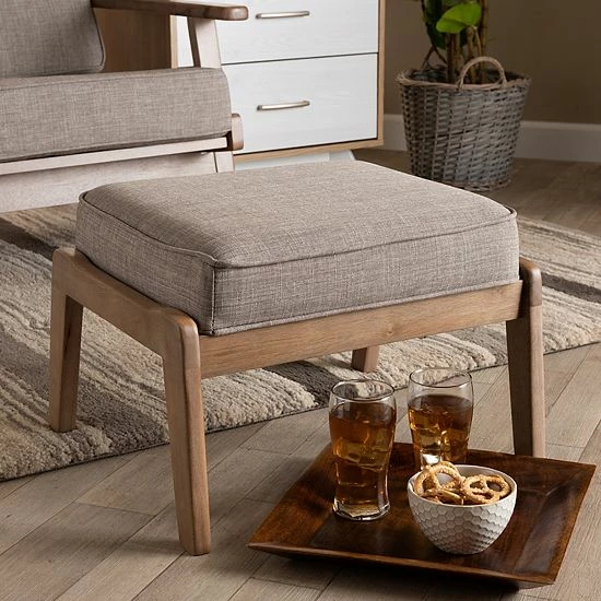 Baxton Studio Sigrid Ottoman Dark Brown Oak 2 Baxton Studio Sigrid Ottoman Dark Brown Oak - Image 2