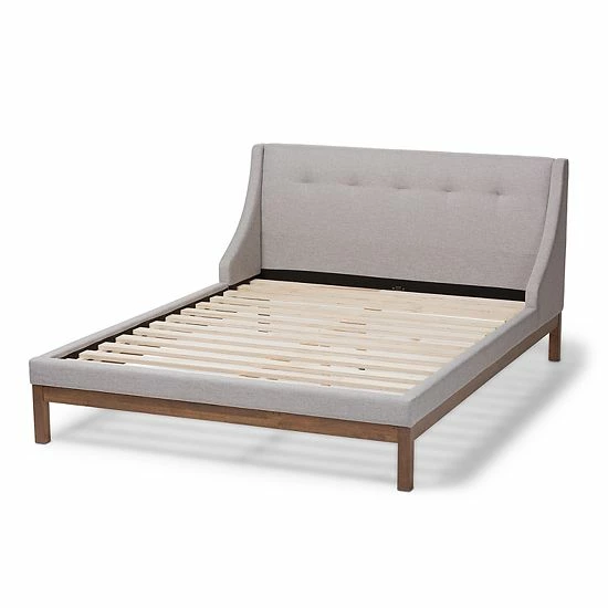Baxton Studio Louvain Bed Gray Beige 7 Baxton Studio Louvain Bed Gray Beige - Image 7