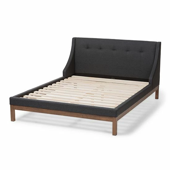 Baxton Studio Louvain Bed Gray Beige 8 Baxton Studio Louvain Bed Gray Beige - Image 8