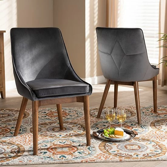 Baxton Studio Gilmore Dining Chair 2-piece Set Gray Walnut Brown 2 Baxton Studio Gilmore Dining Chair 2-piece Set Gray Walnut Brown - Image 2