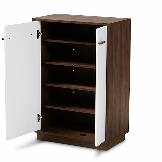 Baxton Studio Mette Medium Brown Shoe Cabinet 3 Baxton Studio Mette Medium Brown Shoe Cabinet - Image 3