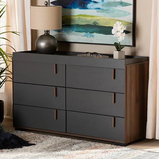 Baxton Studio Rikke Charcoal Dresser 2 Baxton Studio Rikke Charcoal Dresser - Image 2