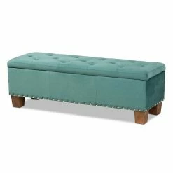 Baxton Studio Hannah Storage Ottoman Navy