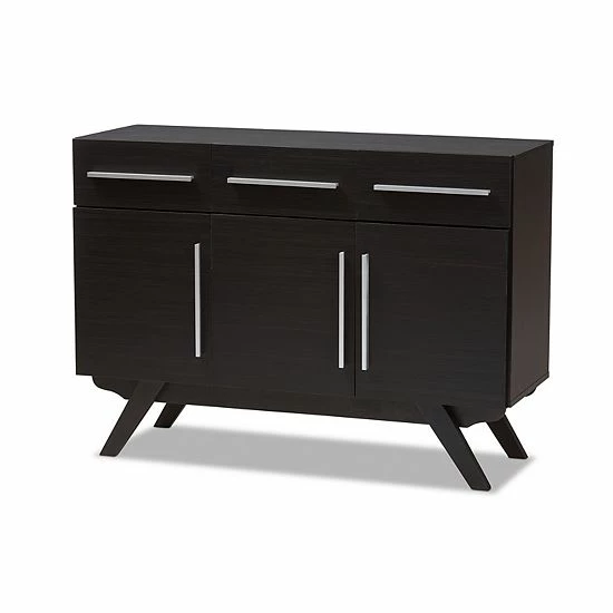 Baxton Studio Mid-Century 3-Drawer Sideboard Medium Brown 1 Baxton Studio Mid-Century 3-Drawer Sideboard Medium Brown