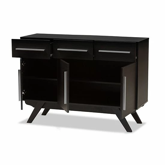 Baxton Studio Mid-Century 3-Drawer Sideboard Medium Brown 3 Baxton Studio Mid-Century 3-Drawer Sideboard Medium Brown - Image 3