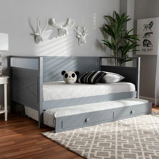 Baxton Studio Cintia Twin Daybed & Trundle Bed White 2 Baxton Studio Cintia Twin Daybed & Trundle Bed White - Image 2
