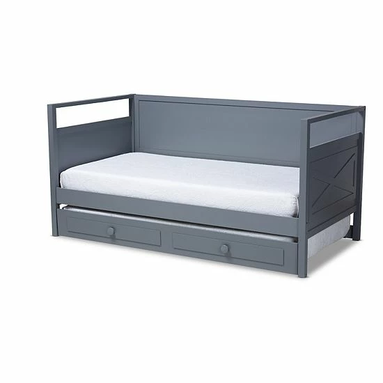 Baxton Studio Cintia Twin Daybed & Trundle Bed White 6 Baxton Studio Cintia Twin Daybed & Trundle Bed White - Image 6