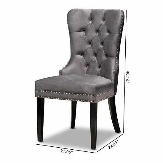 Baxton Studio Remy Dining Chair 2-Piece Set Gray Espresso 8 Baxton Studio Remy Dining Chair 2-Piece Set Gray Espresso - Image 8