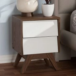 Baxton Studio Hildon 2-Drawer Nightstand