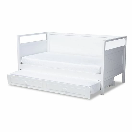 Baxton Studio Cintia Twin Daybed & Trundle Bed White 8 Baxton Studio Cintia Twin Daybed & Trundle Bed White - Image 8