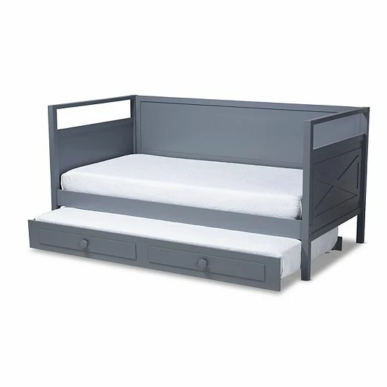 Baxton Studio Cintia Twin Daybed & Trundle Bed White 9 Baxton Studio Cintia Twin Daybed & Trundle Bed White - Image 9