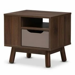 Baxton Studio Mid-Century Two-Tone Nightstand