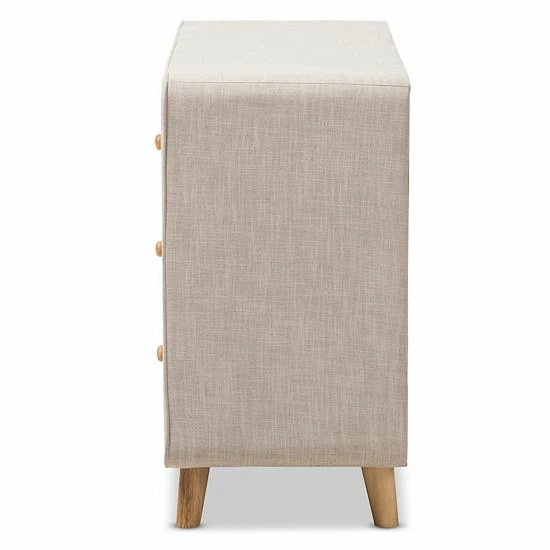 Baxton Studio Jonesy Upholstered 6-Drawer Dresser Light Beige 3 Baxton Studio Jonesy Upholstered 6-Drawer Dresser Light Beige - Image 3