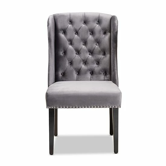 Baxton Studio Lamont Tufted Dining Chair Navy Blue Dark Brown 3 Baxton Studio Lamont Tufted Dining Chair Navy Blue Dark Brown - Image 3