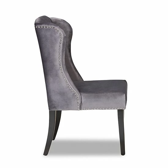 Baxton Studio Lamont Tufted Dining Chair Navy Blue Dark Brown 4 Baxton Studio Lamont Tufted Dining Chair Navy Blue Dark Brown - Image 4