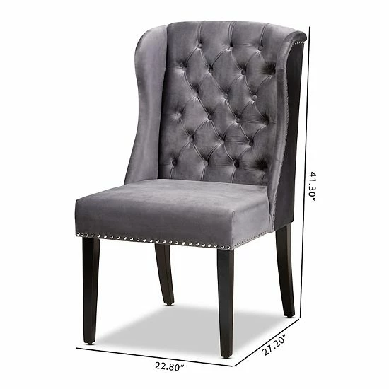 Baxton Studio Lamont Tufted Dining Chair Navy Blue Dark Brown 7 Baxton Studio Lamont Tufted Dining Chair Navy Blue Dark Brown - Image 7