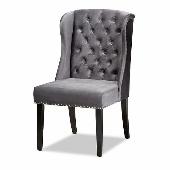 Baxton Studio Lamont Tufted Dining Chair Navy Blue Dark Brown 9 Baxton Studio Lamont Tufted Dining Chair Navy Blue Dark Brown - Image 9