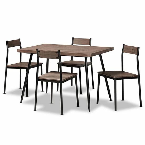 Baxton Studio Mave Dining Table & Chair 5-piece Set 1 Baxton Studio Mave Dining Table & Chair 5-piece Set