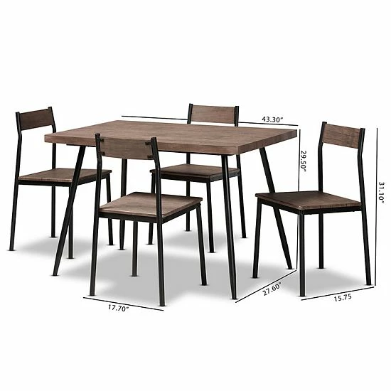 Baxton Studio Mave Dining Table & Chair 5-piece Set 7 Baxton Studio Mave Dining Table & Chair 5-piece Set - Image 7