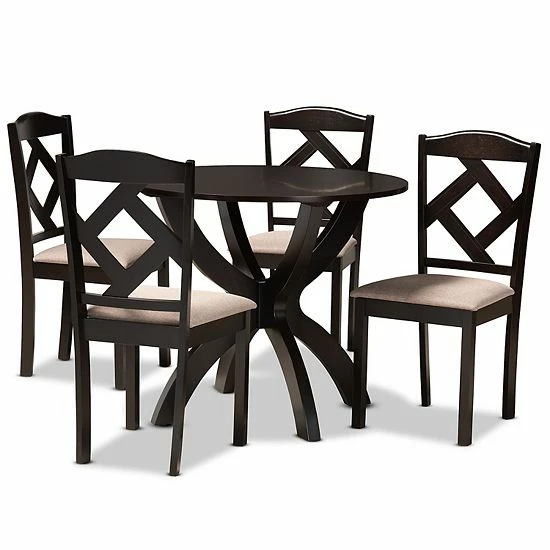 Baxton Studio Quinlan Brown 5-Piece Dining Set 1 Baxton Studio Quinlan Brown 5-Piece Dining Set
