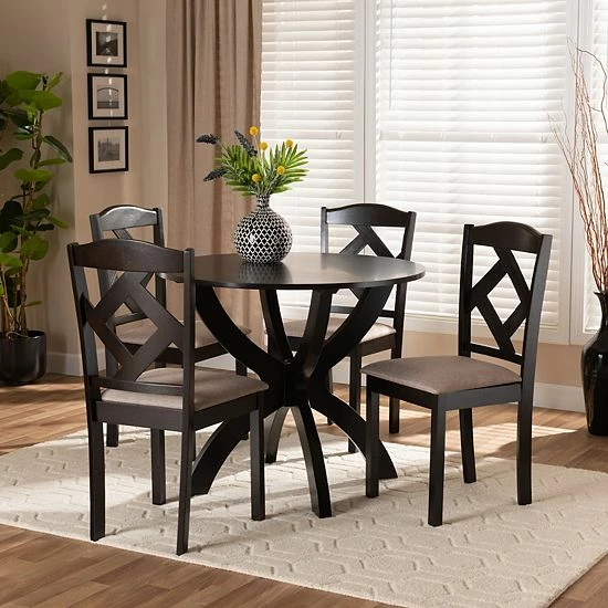 Baxton Studio Quinlan Brown 5-Piece Dining Set 2 Baxton Studio Quinlan Brown 5-Piece Dining Set - Image 2